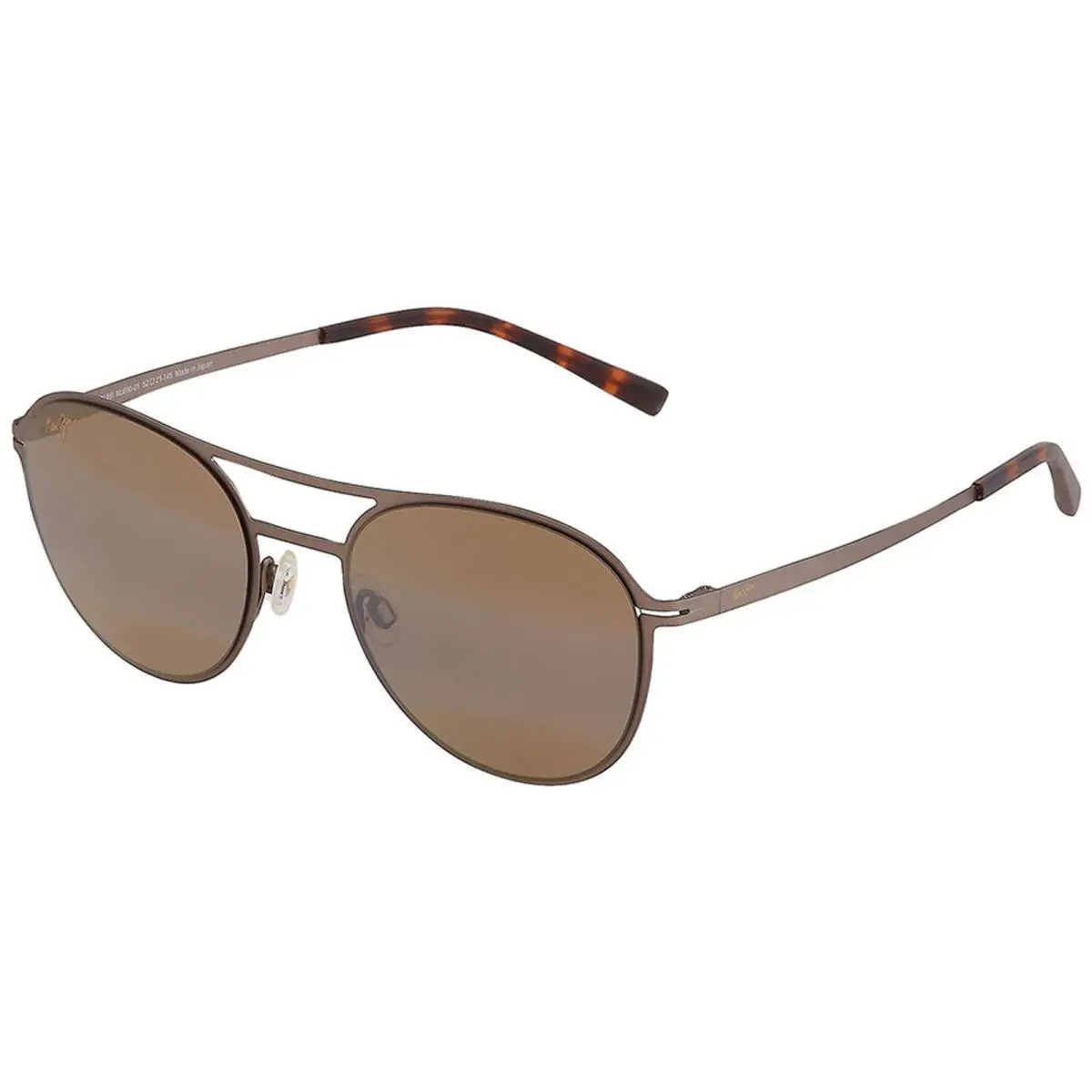 Half Moon Polarized Round Aviator Stainless Steel Sunglasses - Japan Satin Sepia/HCL Bronze (01) by Maui Jim