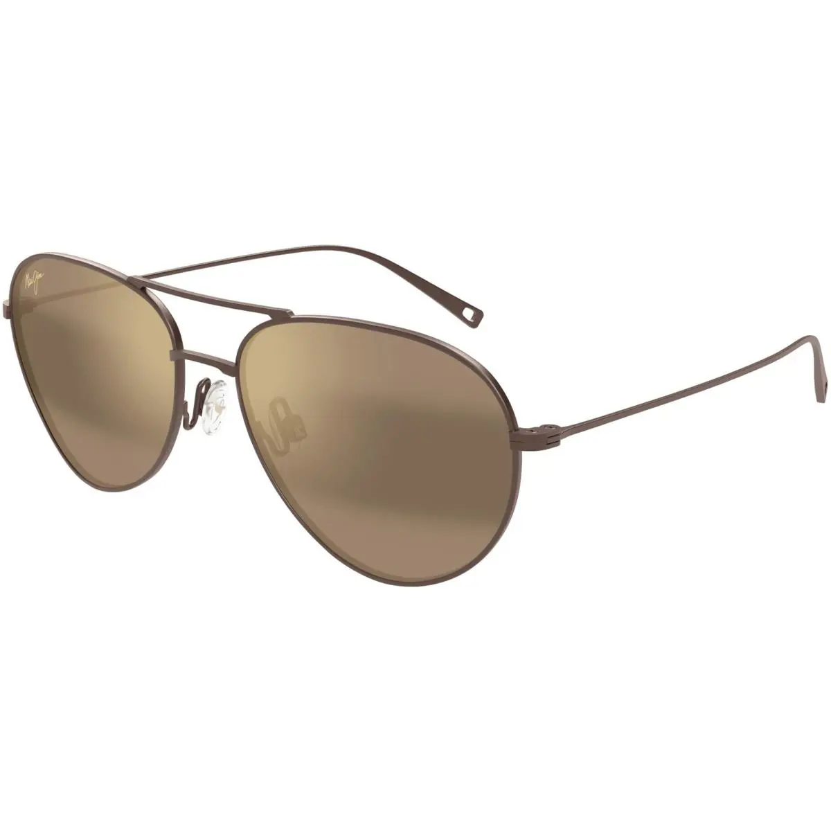 Maui Jim Walaka Polarized Men`s Titanium Aviator Sunglasses - Made in Japan - Satin Sepia/HCL Bronze (01), Frame: Select Variation