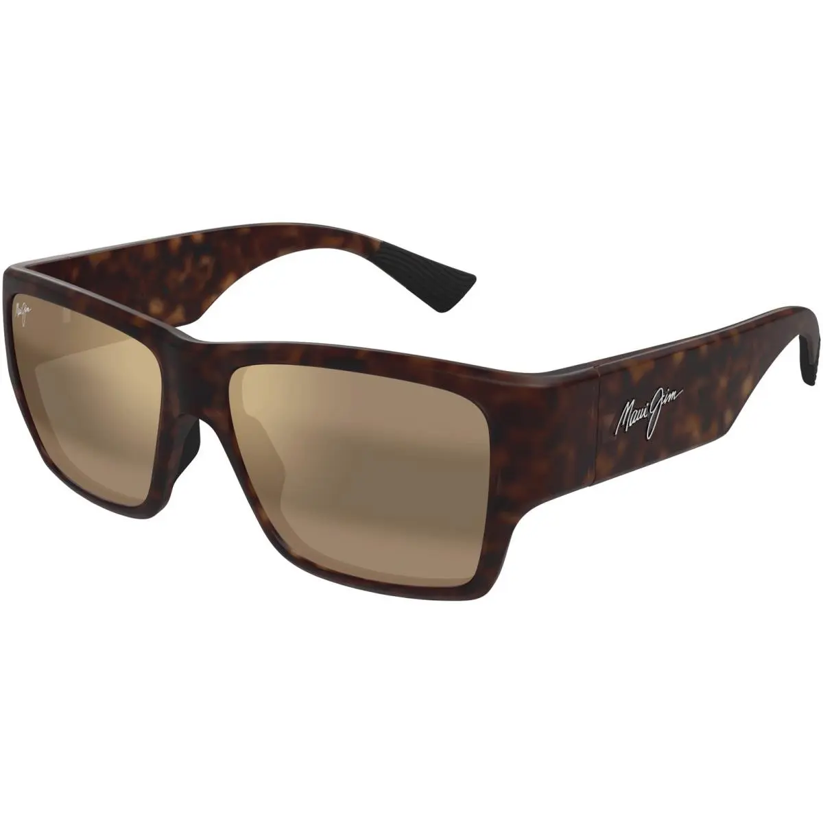 Kaolu Men`s Polarized Square Sport Sunglasses w/ Glass Lens - Italy Matte Dark Havana/HCL Bronze (10) by Maui Jim