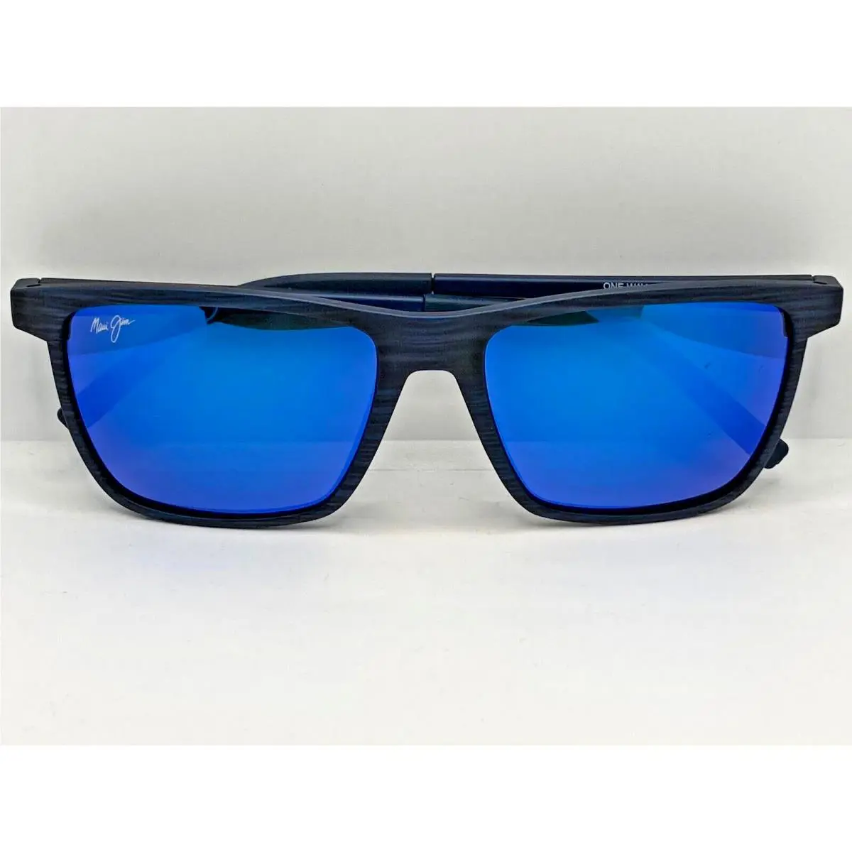 Maui Jim One Way B875-03 Sunglasses Navy / Black Stripe Polarized Blue Lens