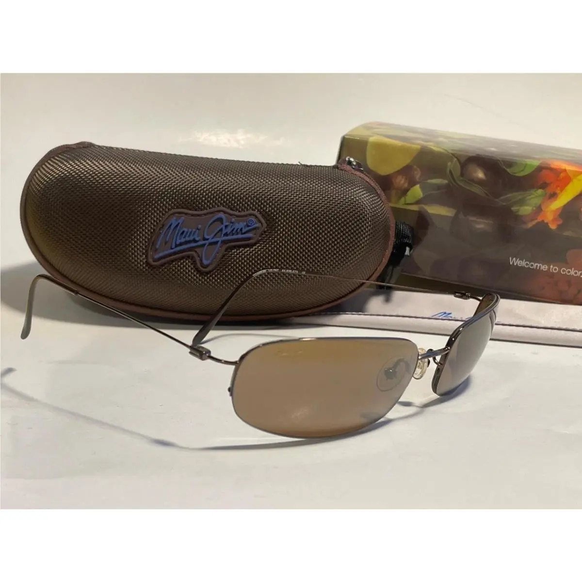 Maui Jim Windward Polarized Titanium Sunglasses 508-23 Copper/bronze Rimless