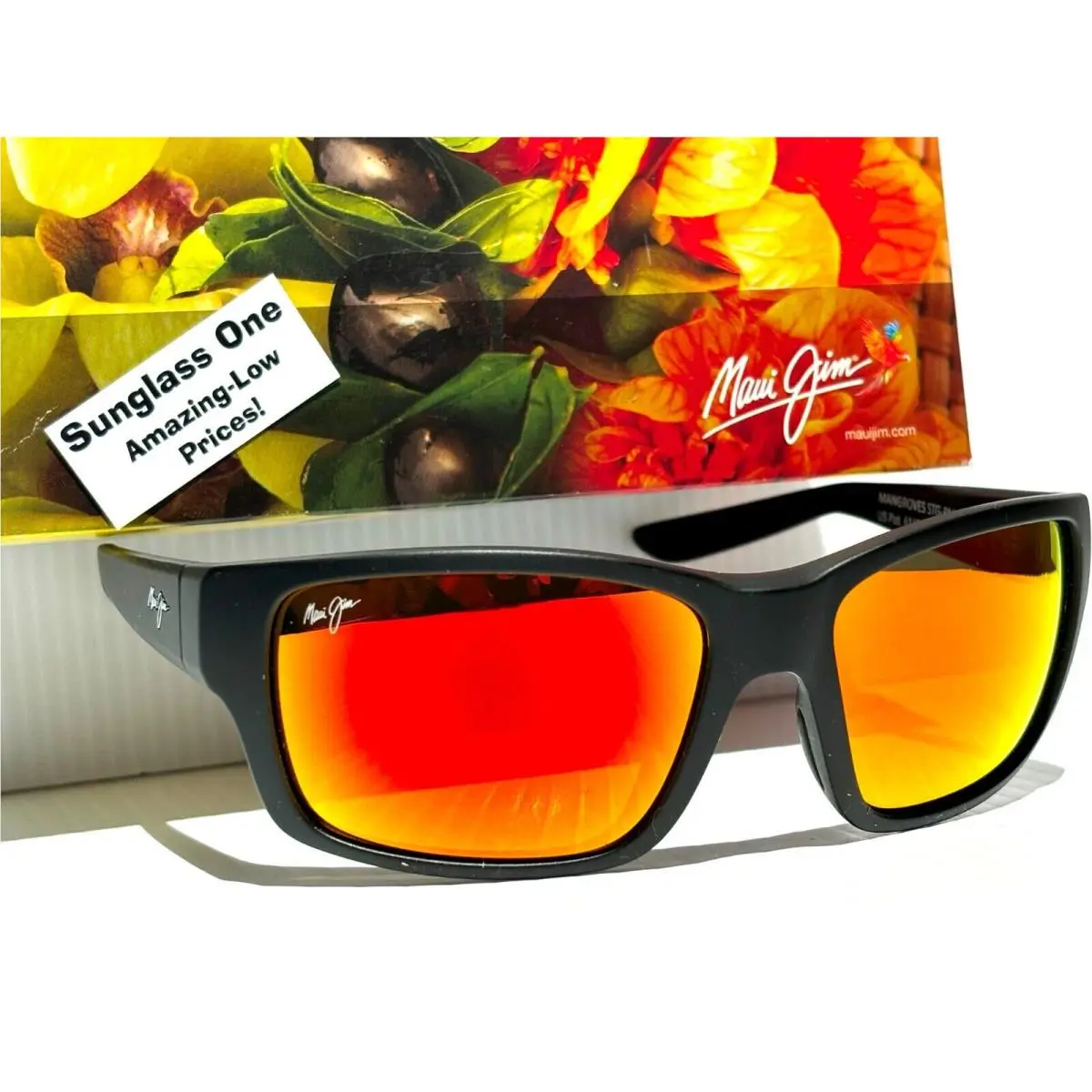 Maui Jim Mangroves Matte Black Polarized Hawaii Lava Glass Sunglass RM604-02A