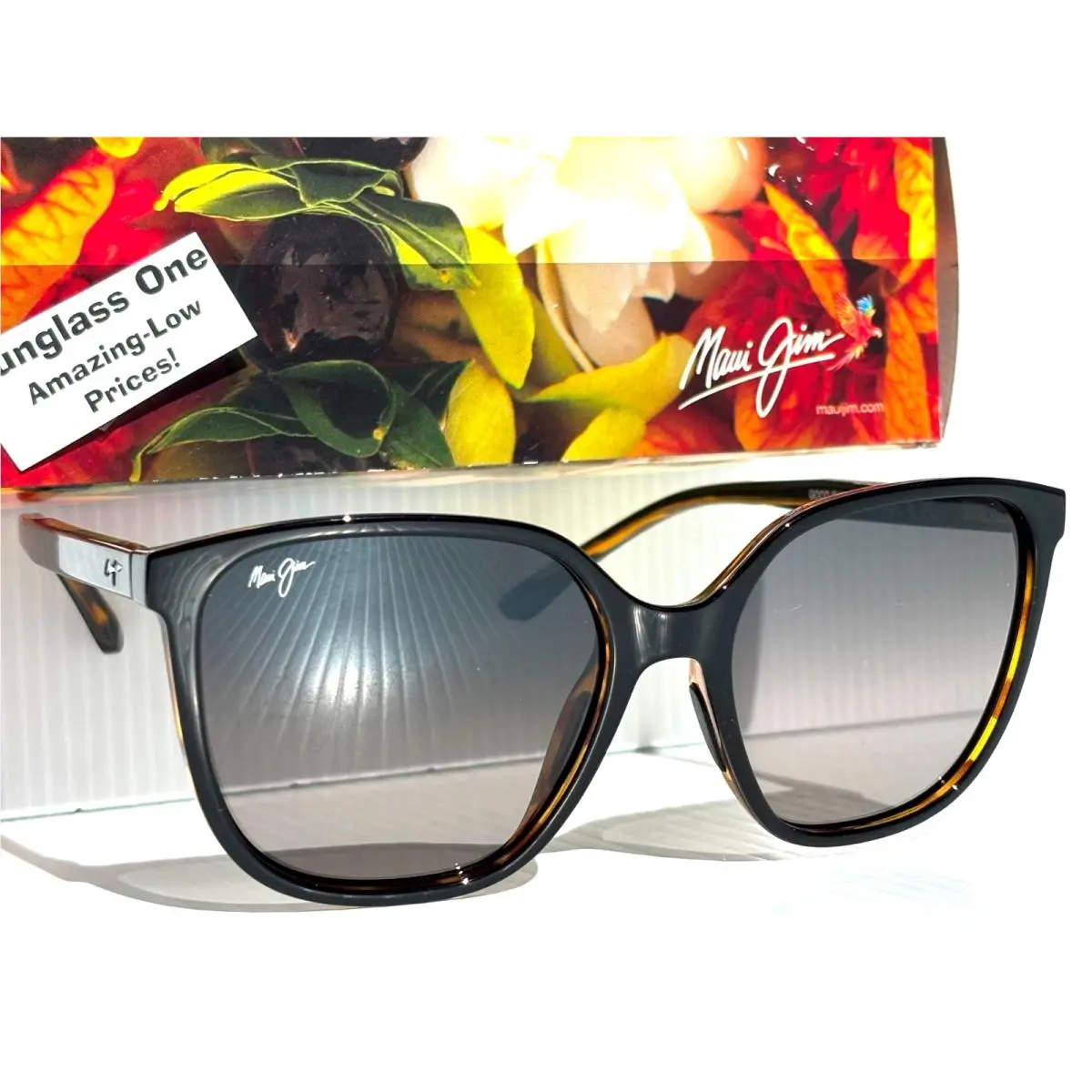 Maui Jim Good Fun Black Tortoise Polarized Grey Glass Lens Sunglass GS871-02