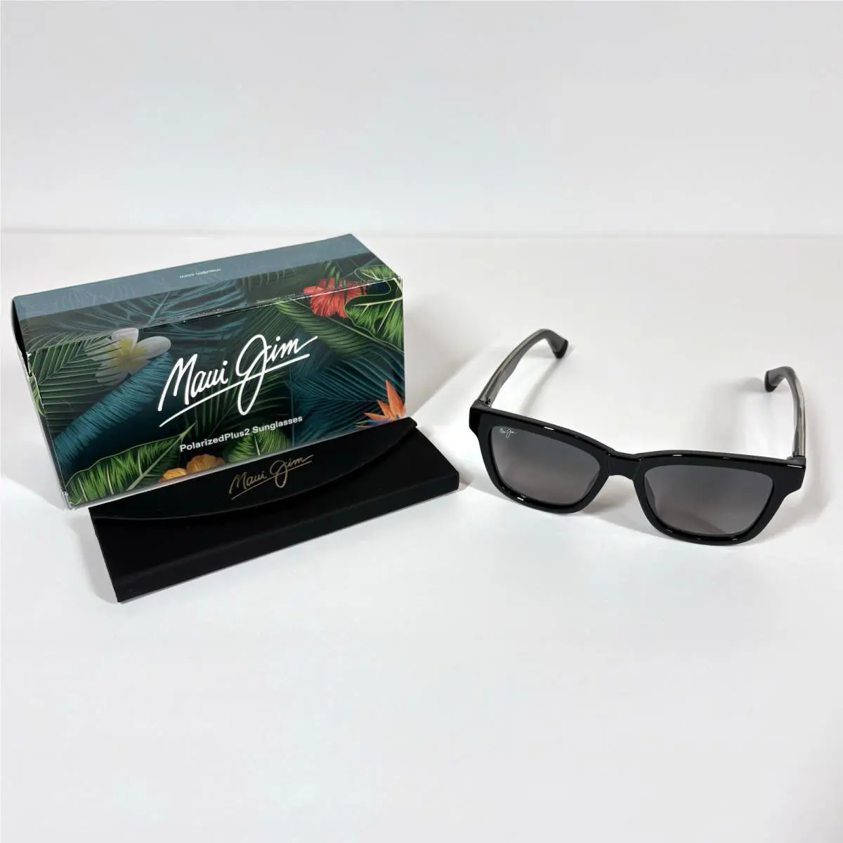 Maui Jim Sunglasses Hahohano GS644-14A Shiny Black Polarized Hawaii Italy Unisex