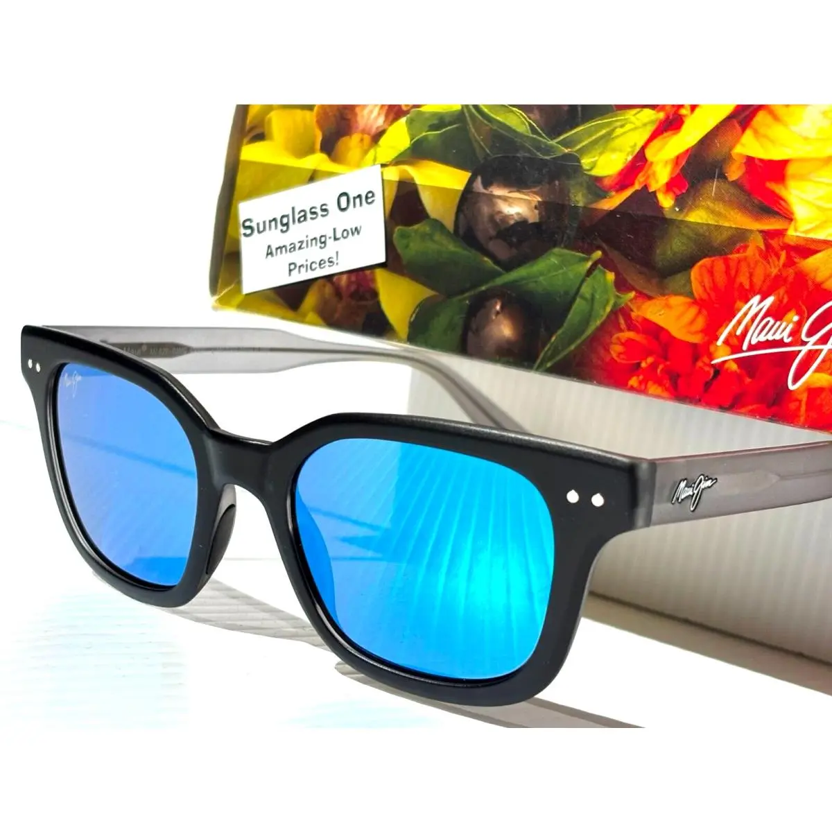 Maui Jim Shore Break Black Grey Polarized Blue Glass Lens Sunglass B822-02MG