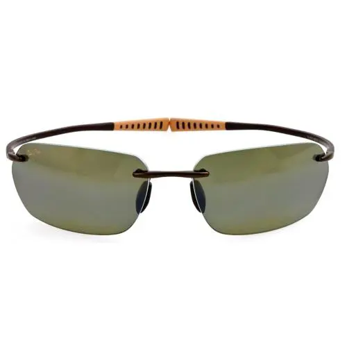 Maui Jim Alakai MJ743-23 64mm Brown Rimless Wrap Sunglasses Japan