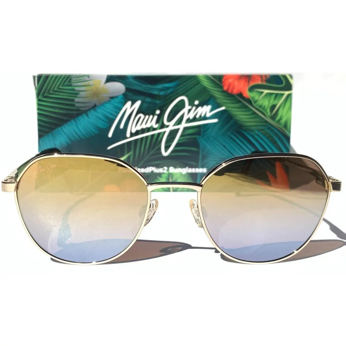 Maui Jim Hukilau Gold Polarized Dual Mirror Gold to Silver Sunglass MJ845-16