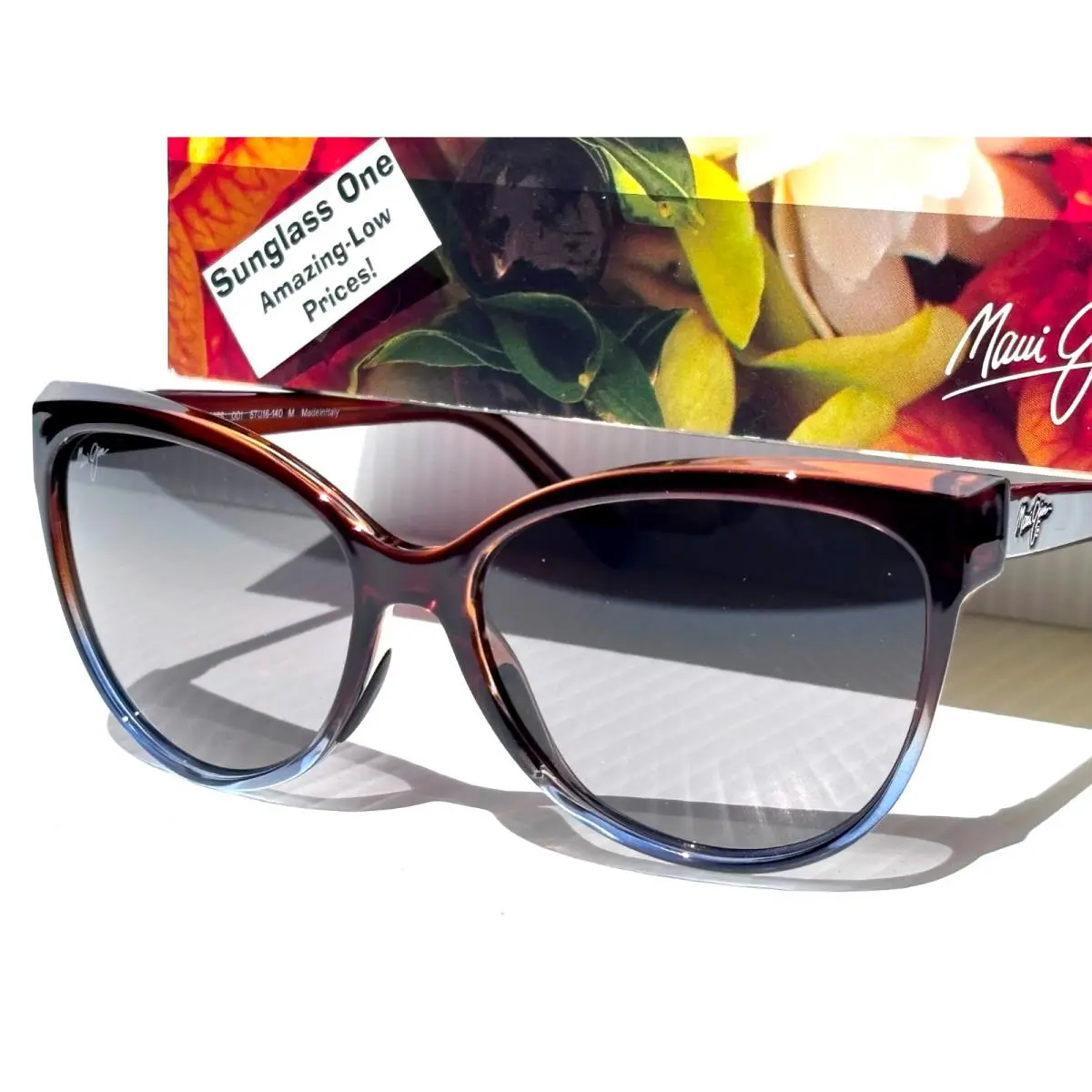 Maui Jim `olu`olu Trans Chocolate Blue Polarized Grey Glass Sunglass GS537-01F