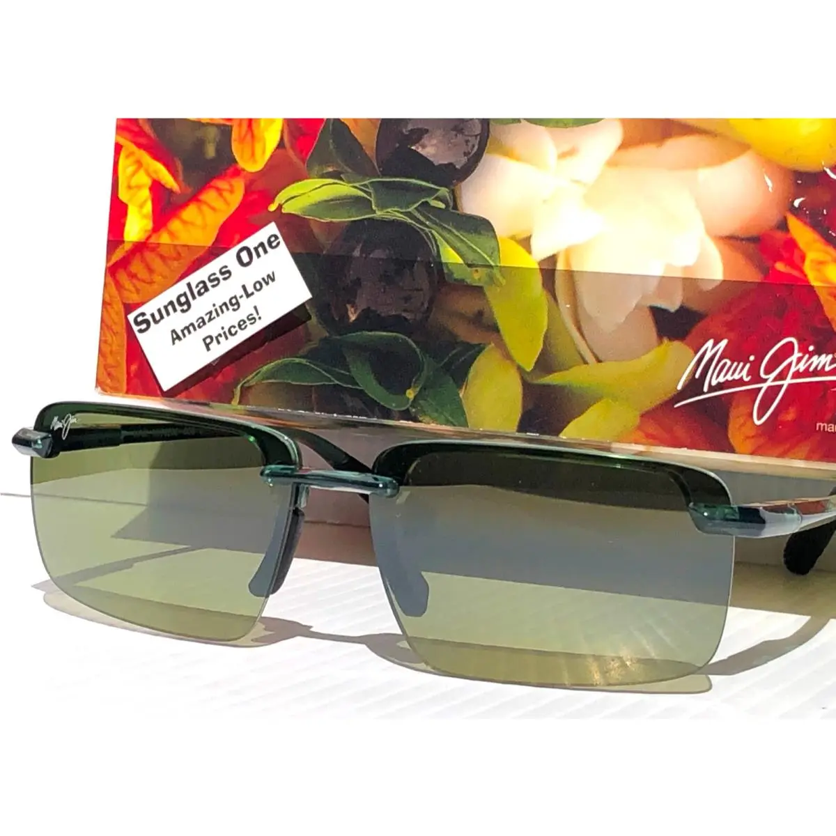 Maui Jim Laulima Translucent Green Polarized HT Green Lens Sunglass HT626-15