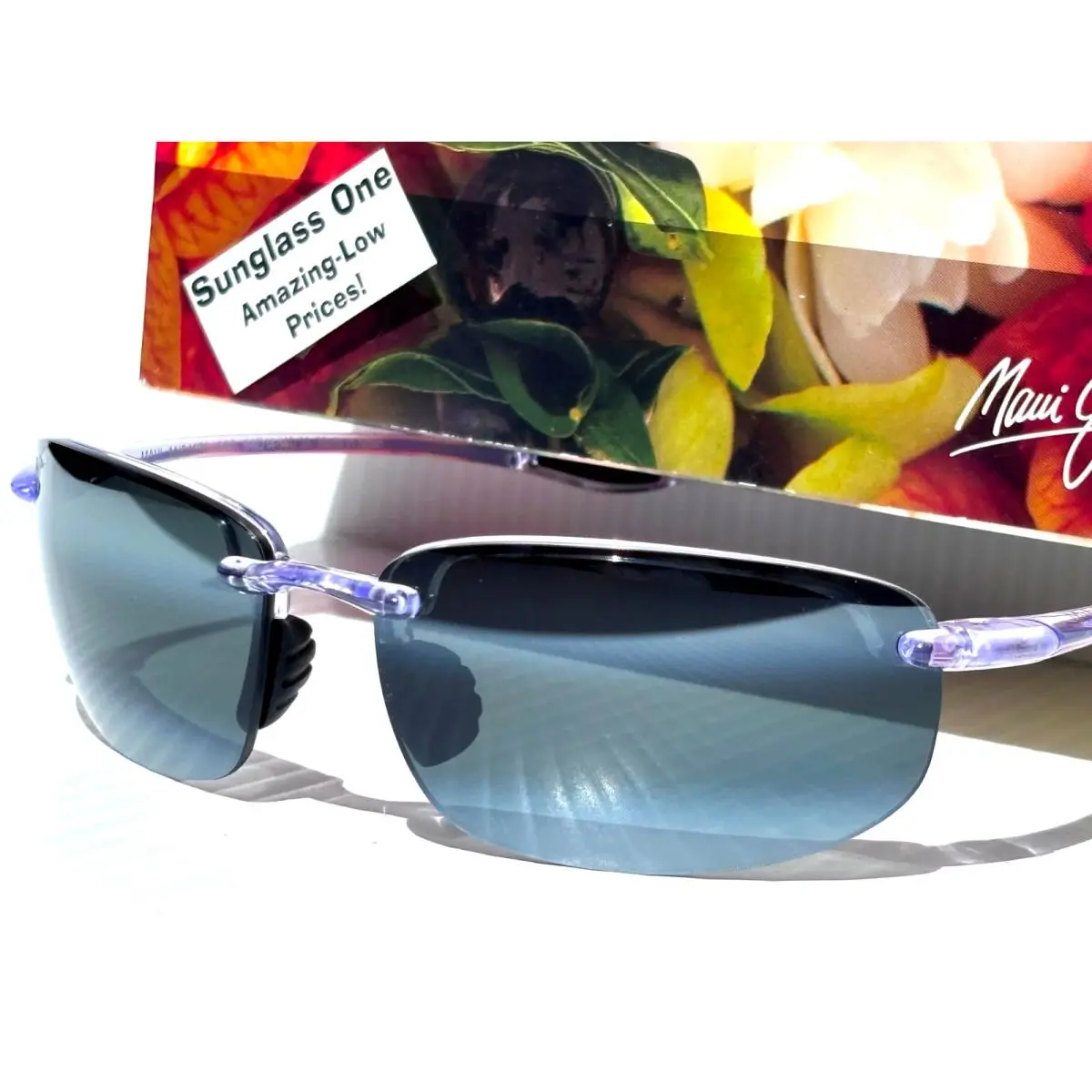 Maui Jim Hookipa Shiny Crystal Polarized Grey Lens Sunglass 407-05