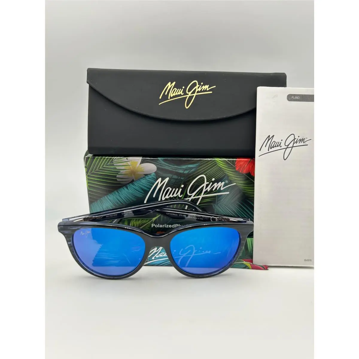Maui Jim Polarized Sunglasses MJ 782 03S Cathedrals Black Stripe Blue Hawaii