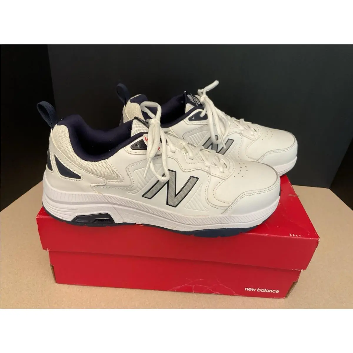 New Mens New Balance MX857V3 White/blue Athletic Shoes. Size 8-4E Wide. Nice