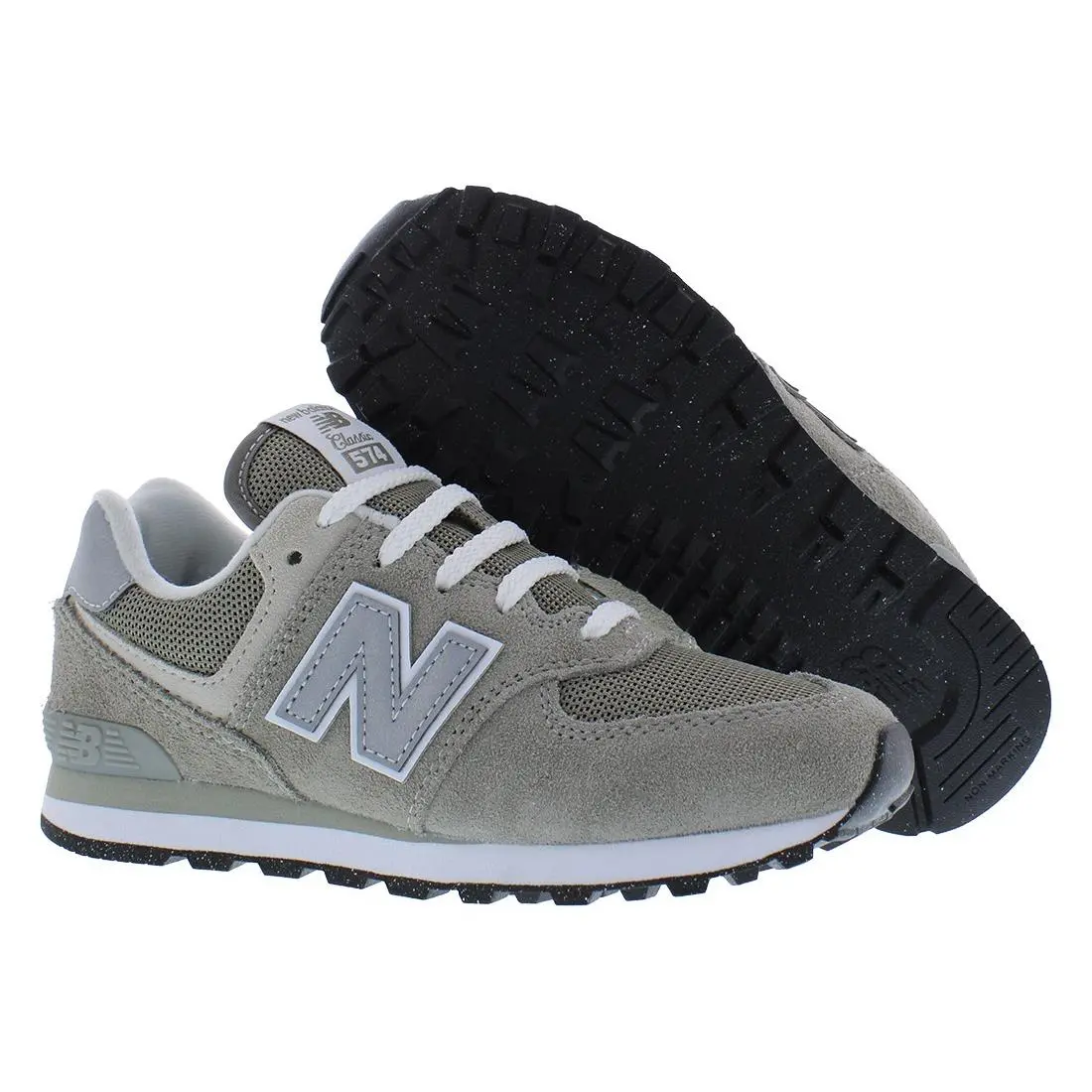 New Balance 574 PS Boys Shoes Size 10.5 Color: Grey/white