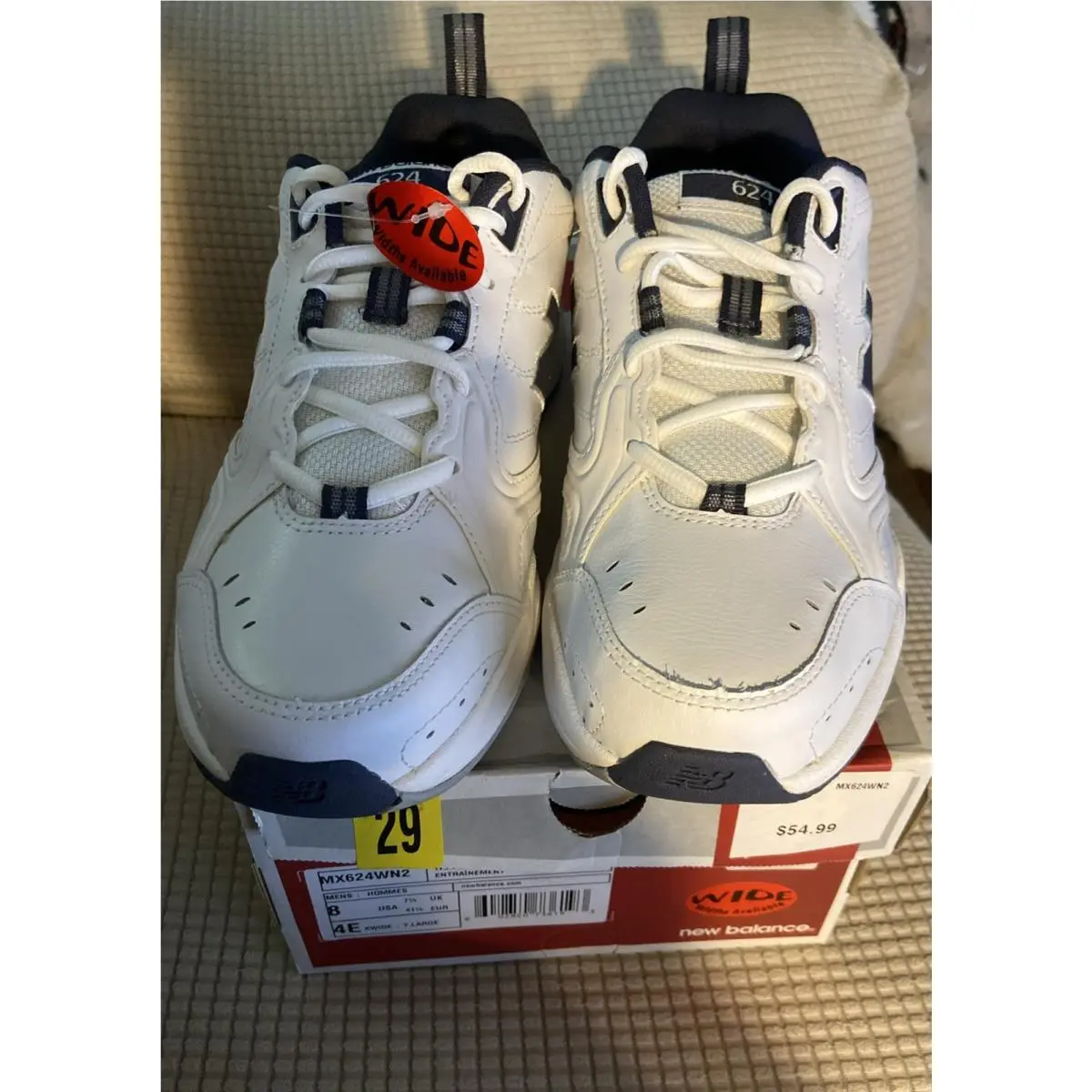 New Balance 624 White Navy Training Shoes / Sneakers - MX624WN2- 8 W-mens New