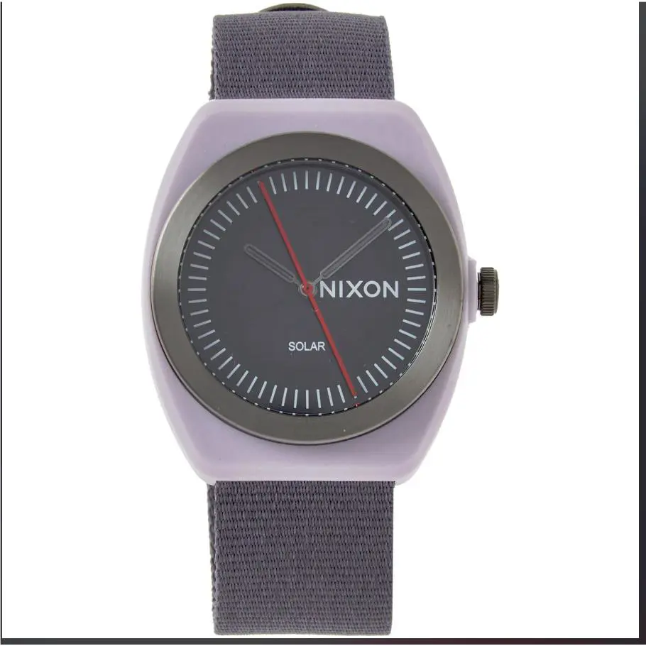 Nixon Gray Shine On Analog Solar Powered Dive Watch A1322-185 Lilac
