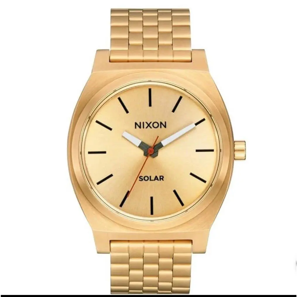 Nixon Time Teller Solar A1369-510 All Gold Stainless Steelblack Accents In Dial - Dial: Gold, Band: Gold
