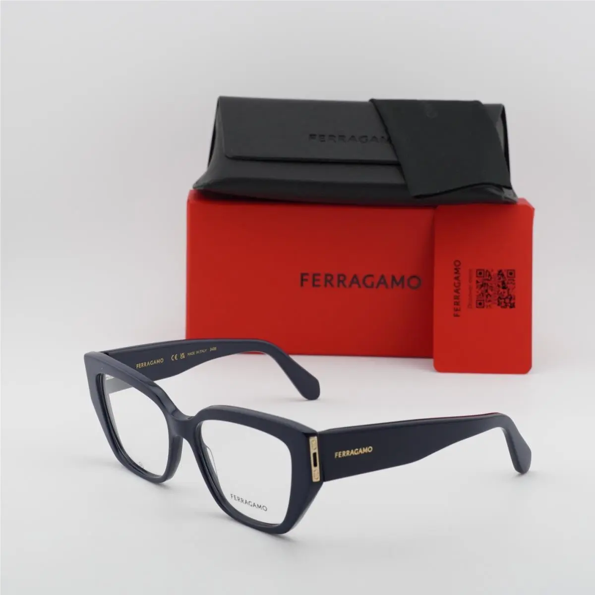 SF2972 414 Navy Blue 54mm Eyeglasses by Salvatore Ferragamo