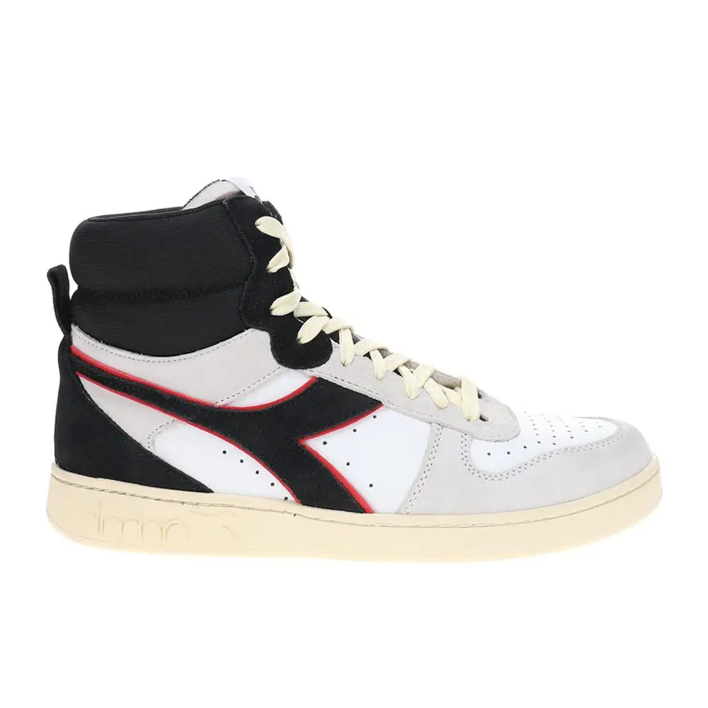 Diadora Magic Basket Mid Suede Lace Up Mens Red White Sneakers Casual Shoes 18 - Red, White