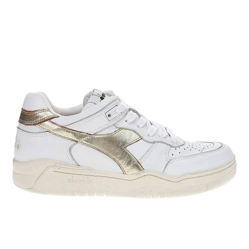 Diadora B.560 Laminated Metallic Lace Up Womens White Sneakers Casual Shoes 181