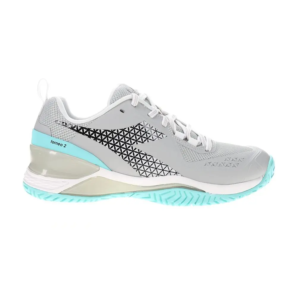 Diadora Blushield Torneo 2 All Ground Tennis Womens Grey Sneakers Athletic Shoe - Grey