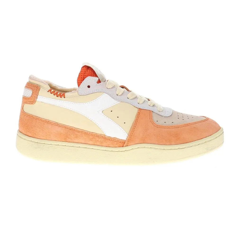 Diadora Mi Basket Row Cut Podio Italia Lace Up Mens Orange Sneakers Casual Shoe - Orange