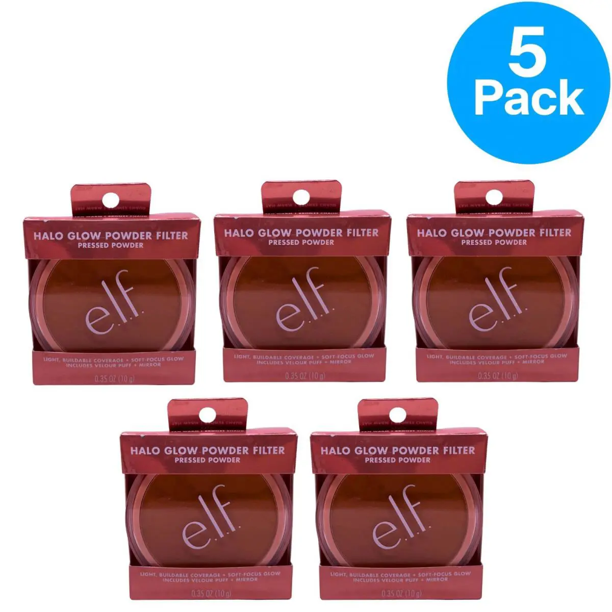 E.l.f. Halo Glow Powder Filter Tan Warm Pressed Powder 0.35oz 5-Pack