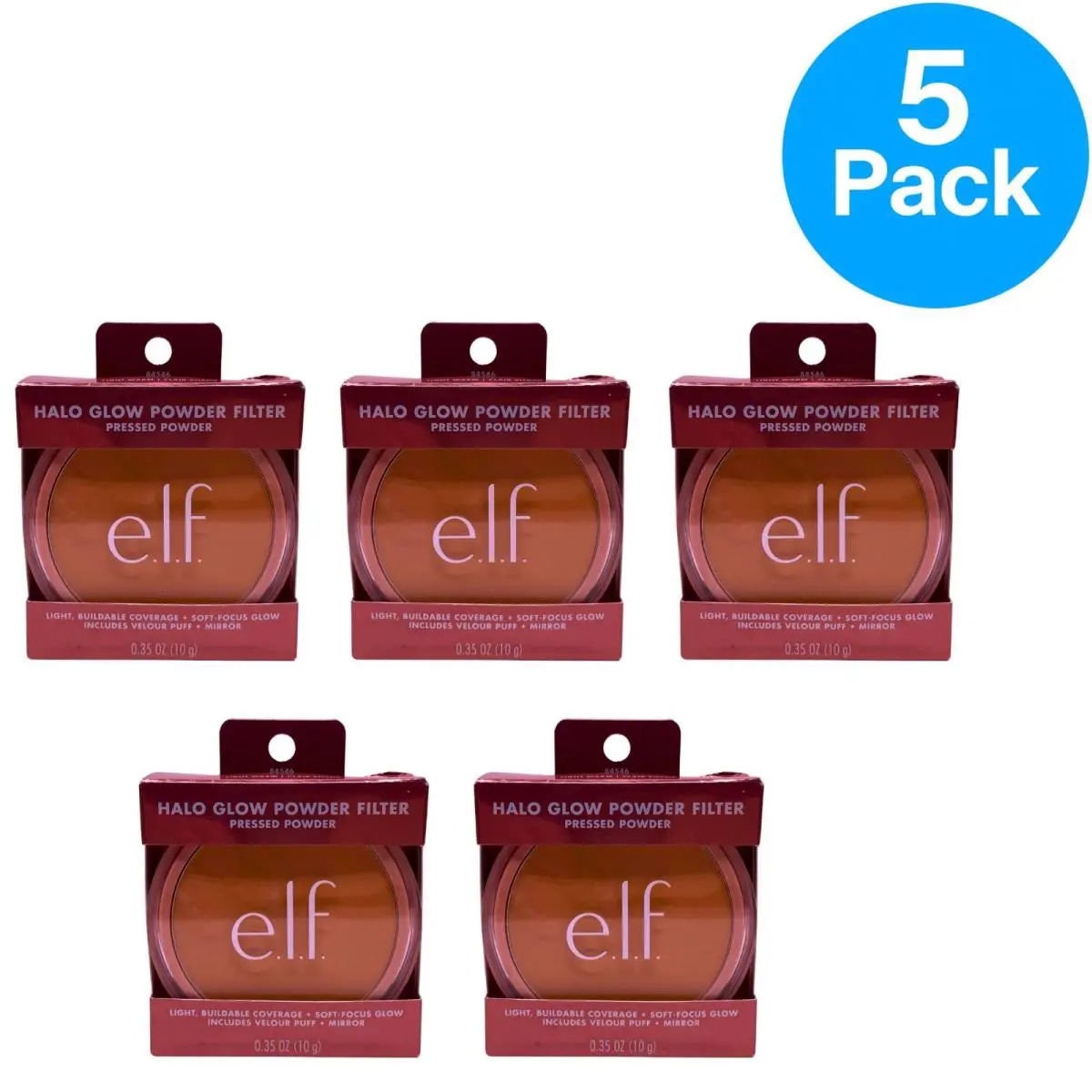 E.l.f. Halo Glow Powder Filter Light Warm Pressed Powder 0.35oz 5-Pack