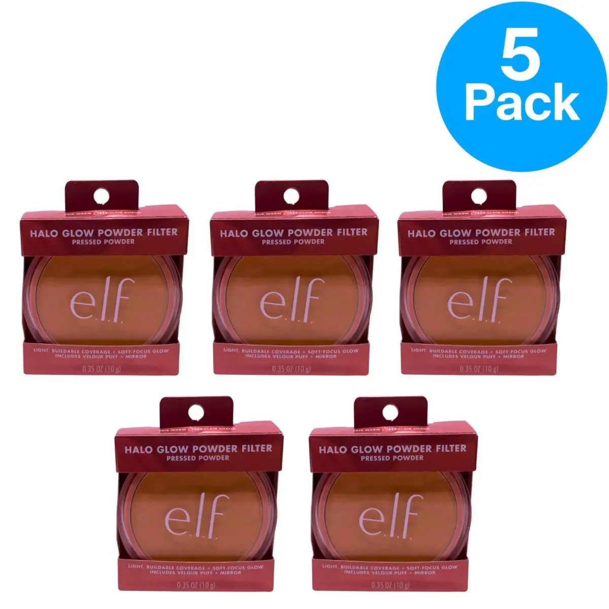 E.l.f. Halo Glow Powder Filter Fair Warm Pressed Powder 0.35oz 5-Pack