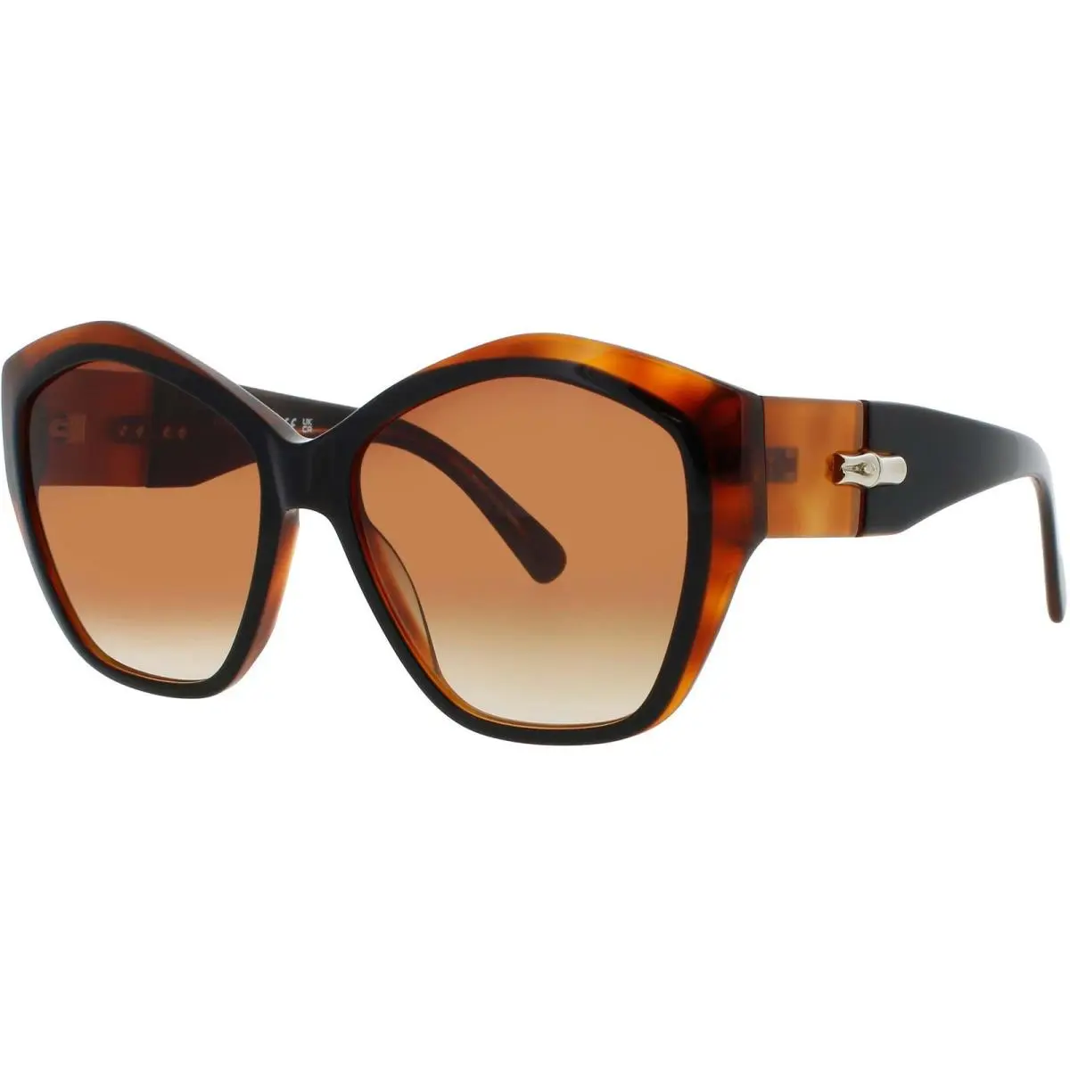 Longchamp Women`s Sunglasses Black/honey Havana Geometric Shape Frame LO712S 011