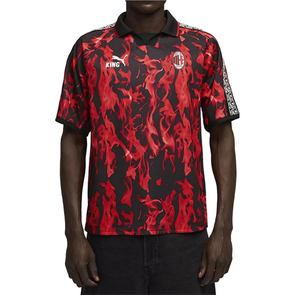 Puma clothing - PUMA Ac Milan King Retro Collared Short Sleeve Soccer Jersey - 78473101 - Red 1