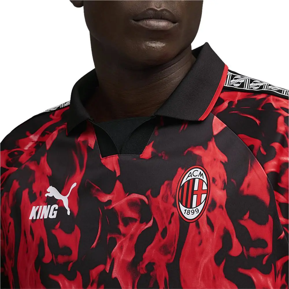 Puma clothing - PUMA Ac Milan King Retro Collared Short Sleeve Soccer Jersey - 78473101 - Red 3