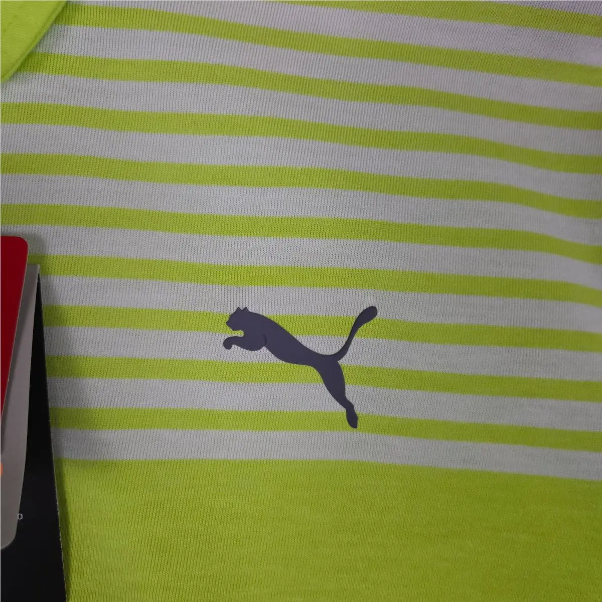Puma clothing - short sleeve collared stretchy golf casual tennis button up front down wicking stretchy UV UPF lightweight chest length men`s size drycell dry cell bright hi viz neon green cotton polyester - Green 1