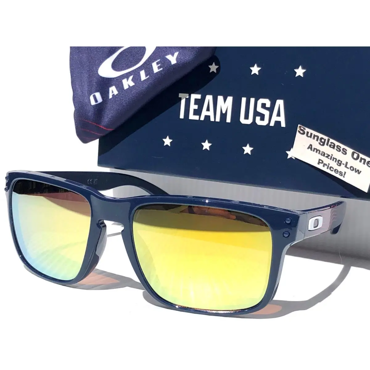 Holbrook Team Usa Abyss Blue Polarized Galaxy Fire Gold Sunglass 9102-AQ by Oakley