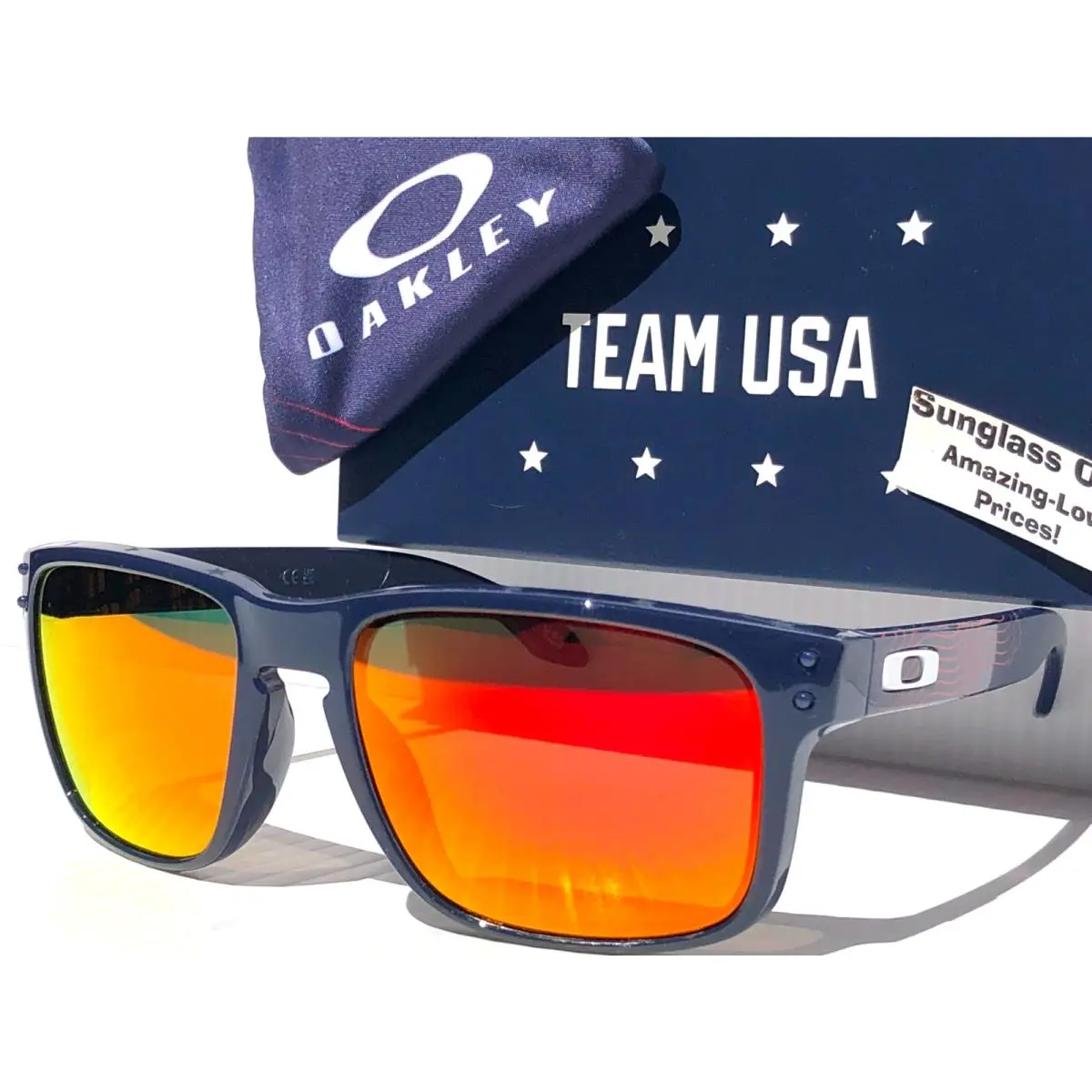 Holbrook Team Usa Abyss Blue Polarized Galaxy Ruby Lens Sunglass 9102-AQ by Oakley