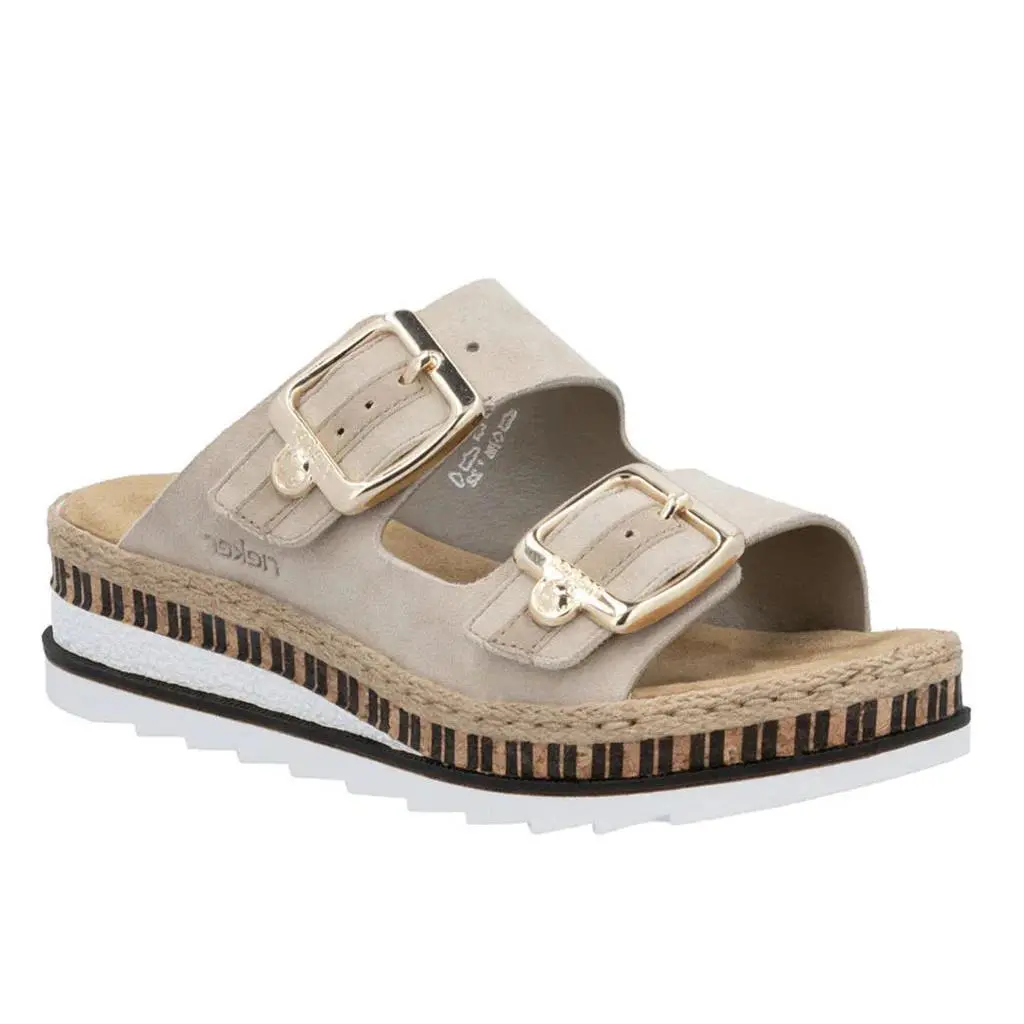 Rieker shoes - Regina V7955 Slide Wedge Sandal - Iceberg Nude 2