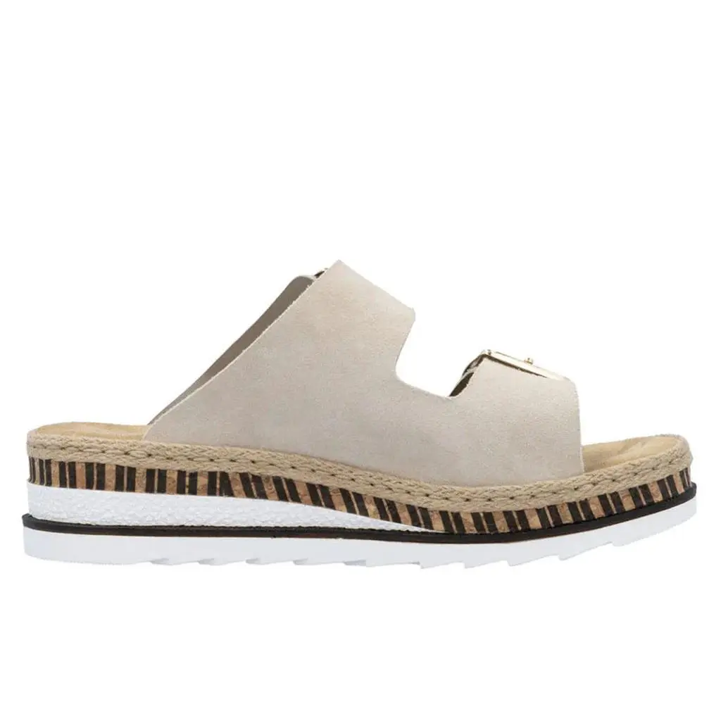 Rieker shoes - Regina V7955 Slide Wedge Sandal - Iceberg Nude 3