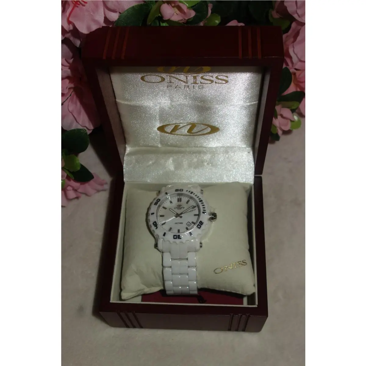 Oniss Paris Oversized HI Tech White Ceramic White Dial Swiss Watch