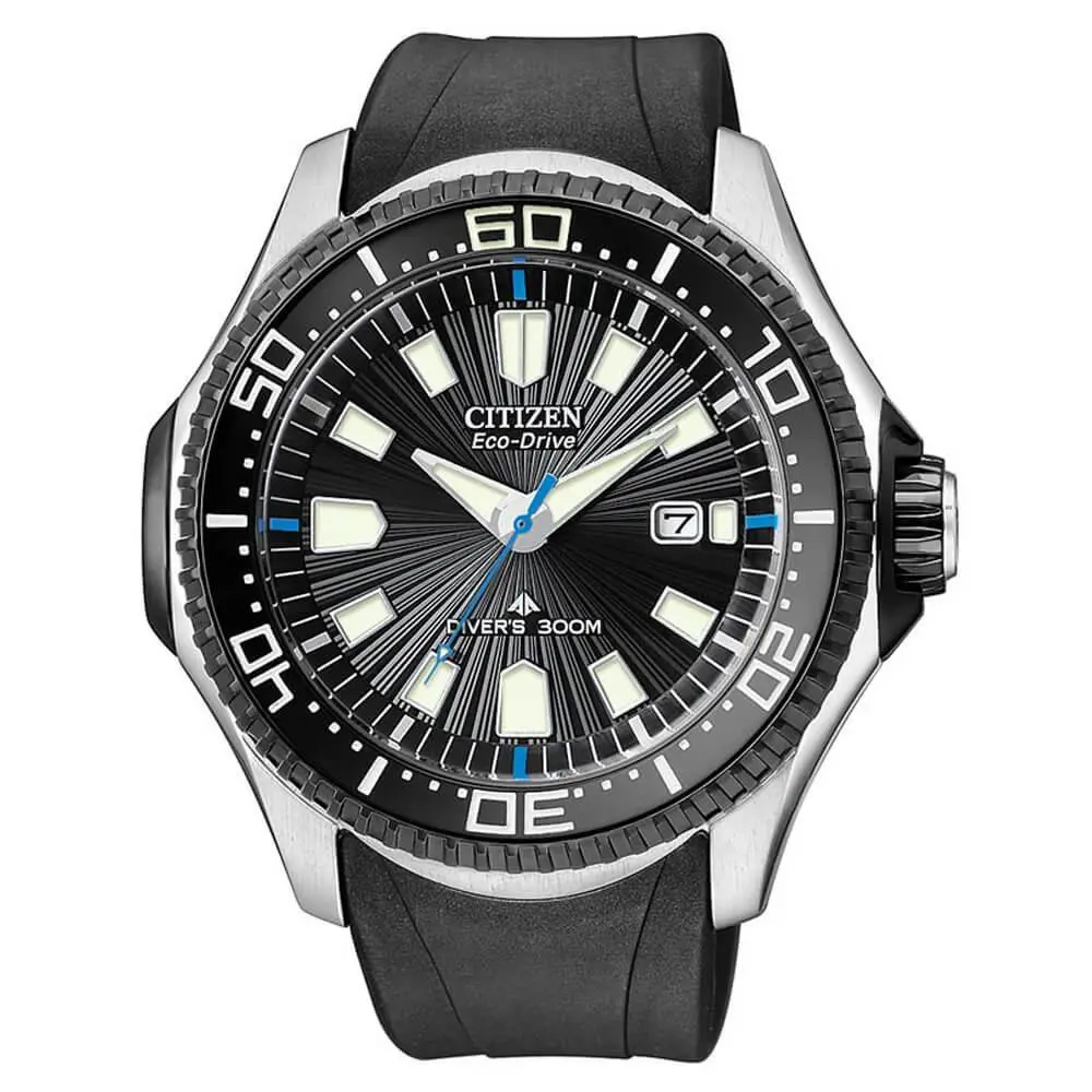 Citizen BN0085-01E Men`s Eco-drive Promaster Diver Rubber Strap Black Dial Watch