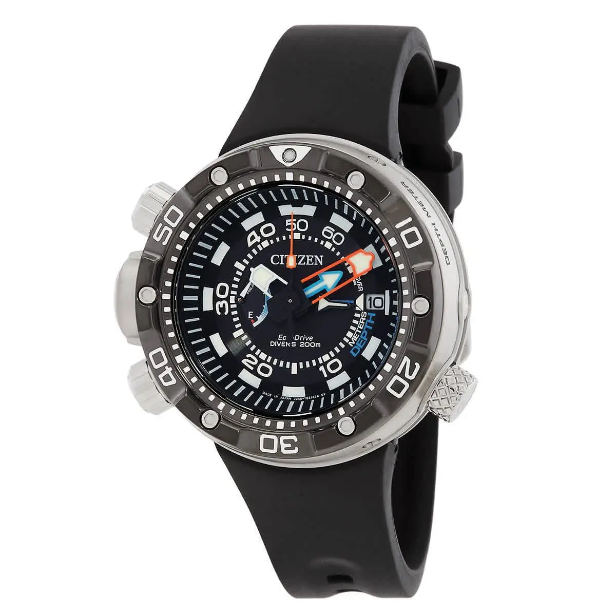 Citizen Promaster Marine Eco-drive Black Dial Men`s Watch BN2024-05E - Black, Dial: Black, Blue, Band: Black