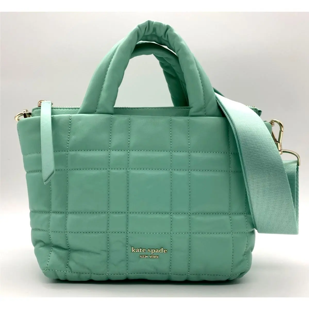 Kate Spade Softwhere Quilted Leather Mini Tote Crossbody Summer Rain Turquoise