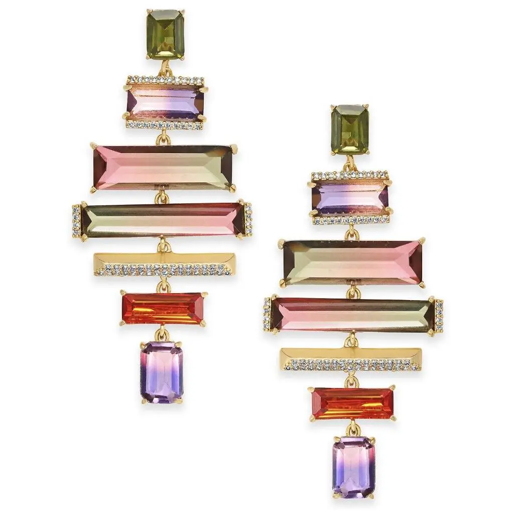 Kate Spade Geo Gems Gold Tone Ombré Crystal Chandelier Earrings B20