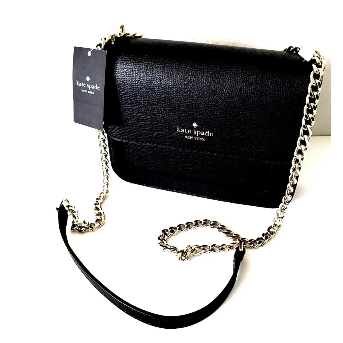 Kate Spade Flap Chain Leather Crossbody Bag K8518 Black