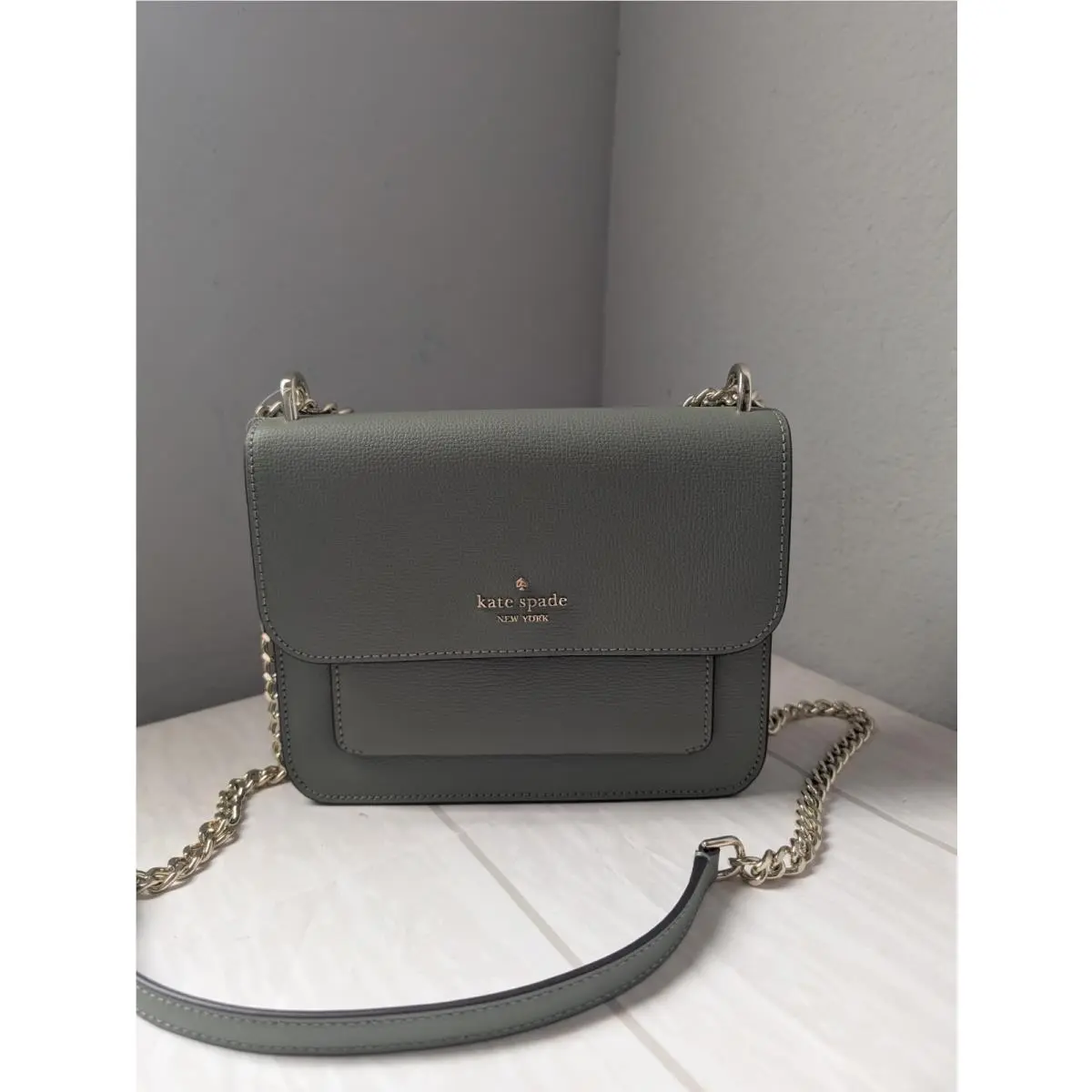 Kate Spade K8518 Remi Refined Leather Flap Chain Crossbody In Dusky Pine