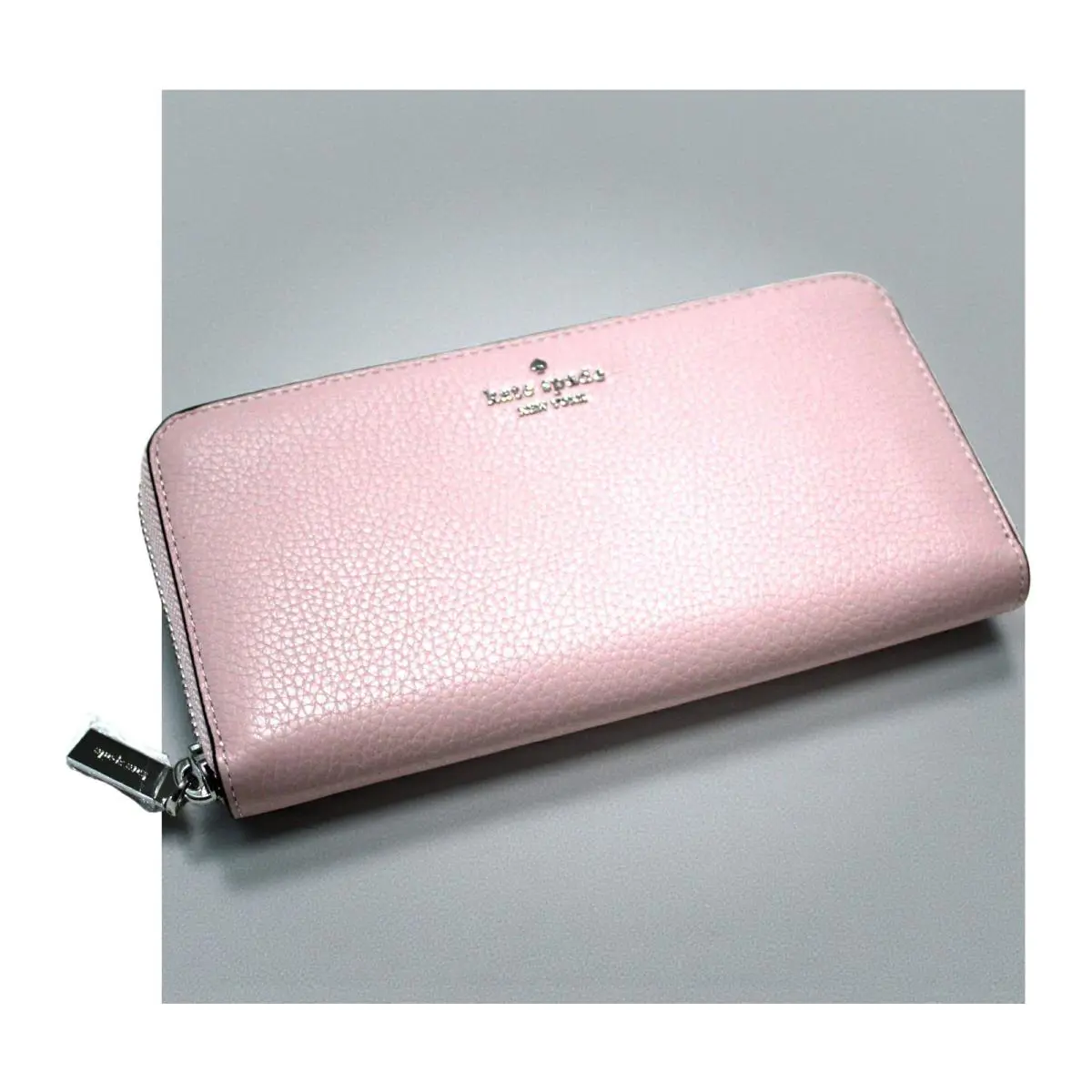 Kate Spade Large Pebbled Leather Zip Around Wallet in Tutu Pink-pockets Galore