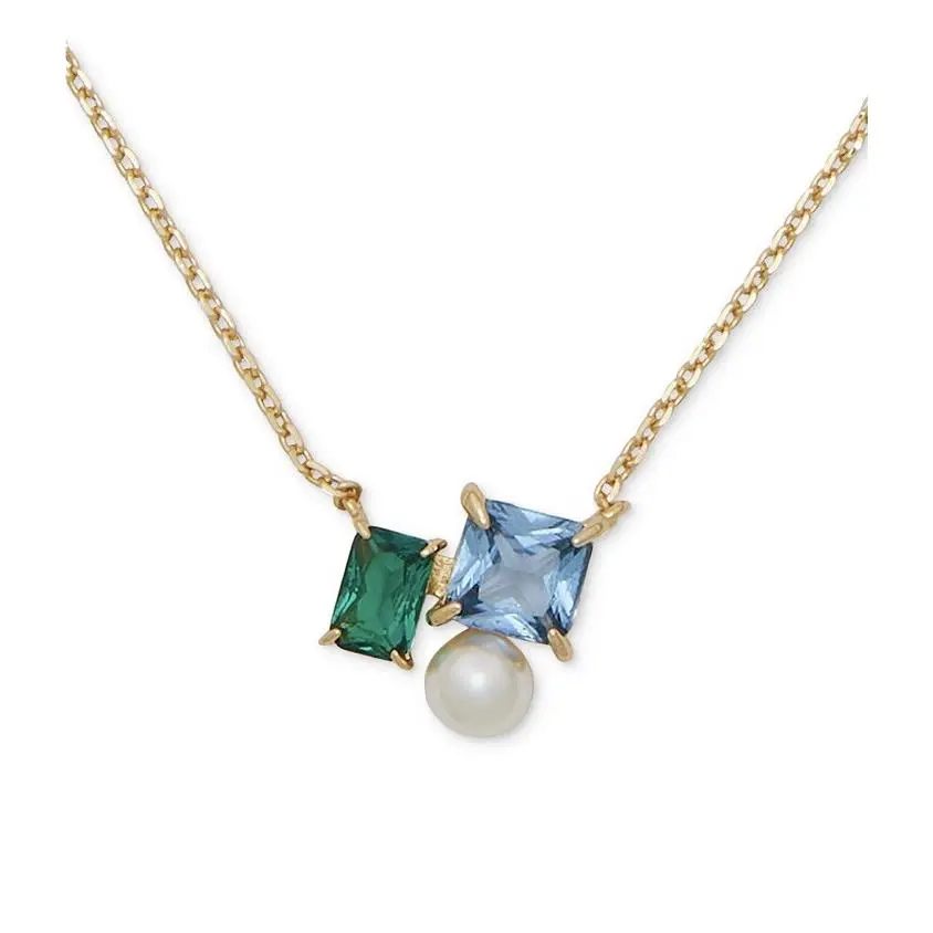 Kate Spade Gold Tone Multi Color Cluster Victoria Necklace X1 j