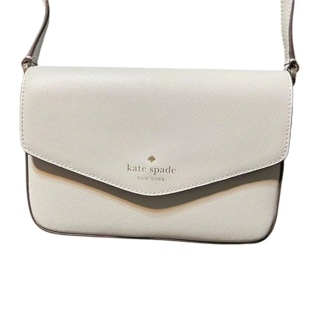 Kate Spade Sadie Envelope Crossbody Platinum Saffiano Leather Chic Minimalist