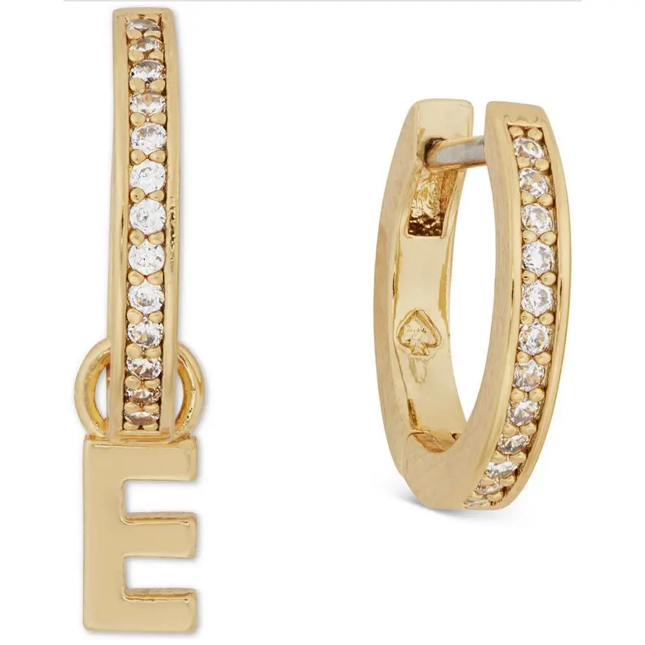 Kate Spade Gold Tone “e” Initial Mismatch Huggie Hoop Earrings- I13P