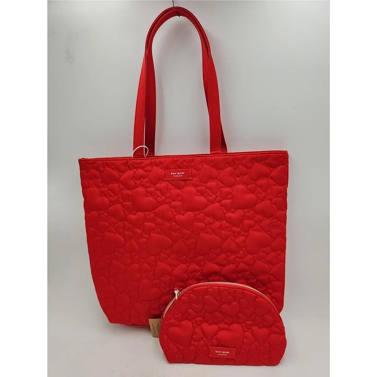 New Kate Spade Fragrances Red Heart Quilted Tote Bag Mini Bag
