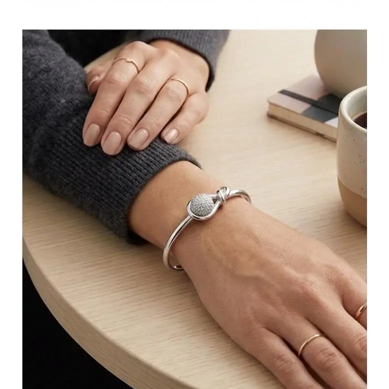 Kate Spade Heart Metal Silver Tone Pave Fireball Bangle Bracelet KSD200