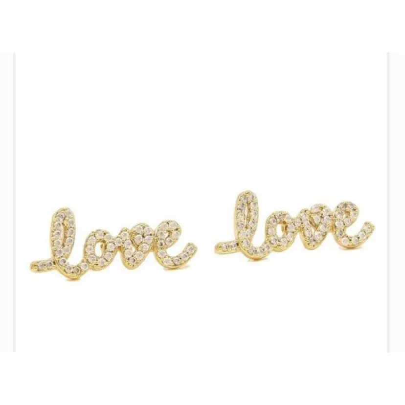 Kate Spade York Love Pavé Stud Earrings Clear Gold Say Yes A200